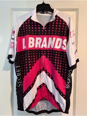 Pelotonia Bike Jersey Men’s XL Pink Black Cycling Shirt Full Zip Athletic Top